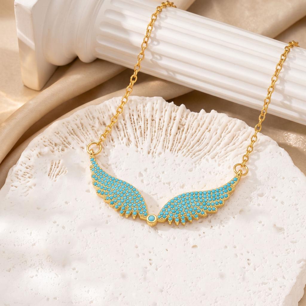 Collar Luz de Lujo Alas de Ángel Cadena para Clavícula Nicho Premium Alas Completamente Diamantadas Temperamento Versátil para el Trabajo Diario Cadena para el Cuello de Mujer