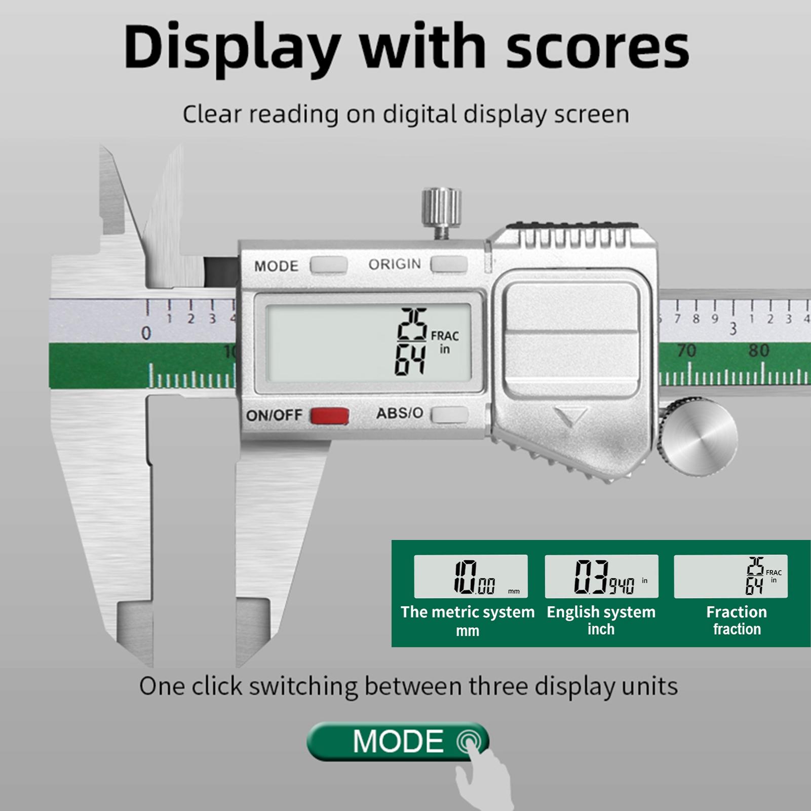 

Цифровой штангенциркуль 0150мм6 Штангенциркуль из нержавеющей стали с ЖК-дисплеем, МмдюймыДроби