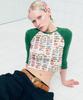 ASIF CALIE Printed Raglan Crop T-Shirt Green