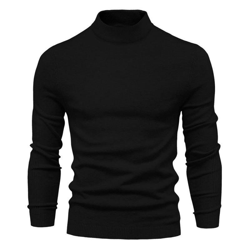 Men's High Collar Casual Knitted Pullover Sweater for Autumn and Winter