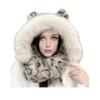 Winter Hat Leopard Print Imitation Fox Fur Windproof Hat Cold Weather Warm Ear Protection