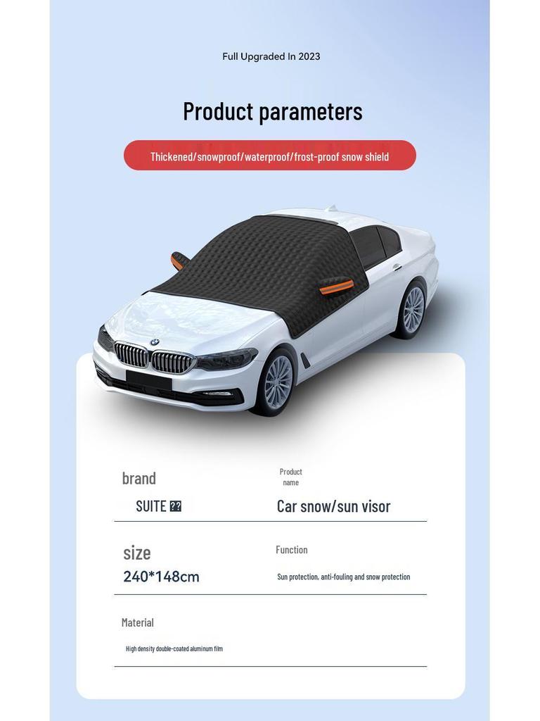Magnetische Schwarze Auto Windschutzscheibe Schnee- und Sonnenschutzabdeckung (Verdickt, Frostschutz)