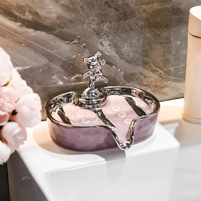Keramik Seifenschale Seifenablage Kreatives Abtropfgestell High-End Leichter Luxus Haushalt Badezimmer Badezimmer Aufbewahrungsregal Seifenhalter