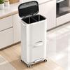 Tiered Kitchen Waste Bin with Pullout Drawer OdorReducing Rolling TwopartCompartment Trash Can