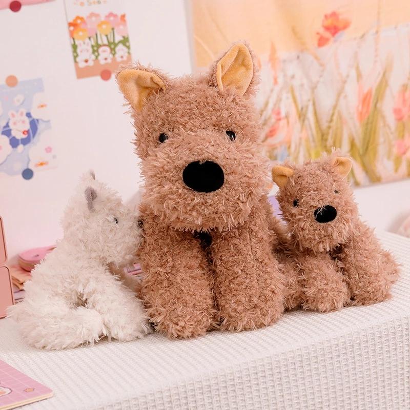 Adorable Fluffy Hair West Highland White Terrier Plushie Soft Puppy Plush Toy Stuffed Lifelike Animals Baby Appease Sleep Doll