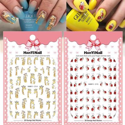 Selbstklebender Nagelaufkleber Giraffe Marienkäfer Nagelaufkleber Nail Art Dekoration