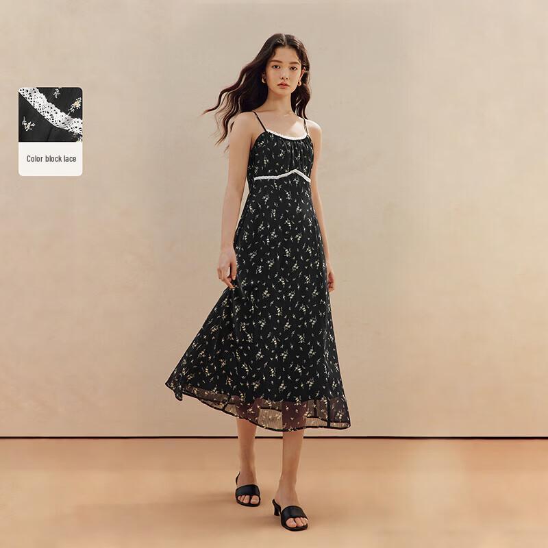 INMAN Ретро Цветочное Кружевное Комбидре Миди Платье M