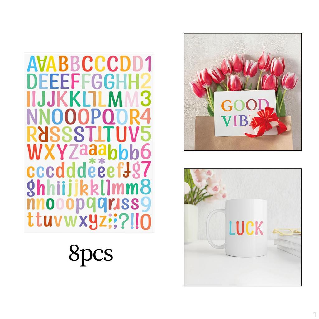 8 Pcs Letter Vinyl Stickers Glass Water Bottles Waterproof A-Z Letters Craft