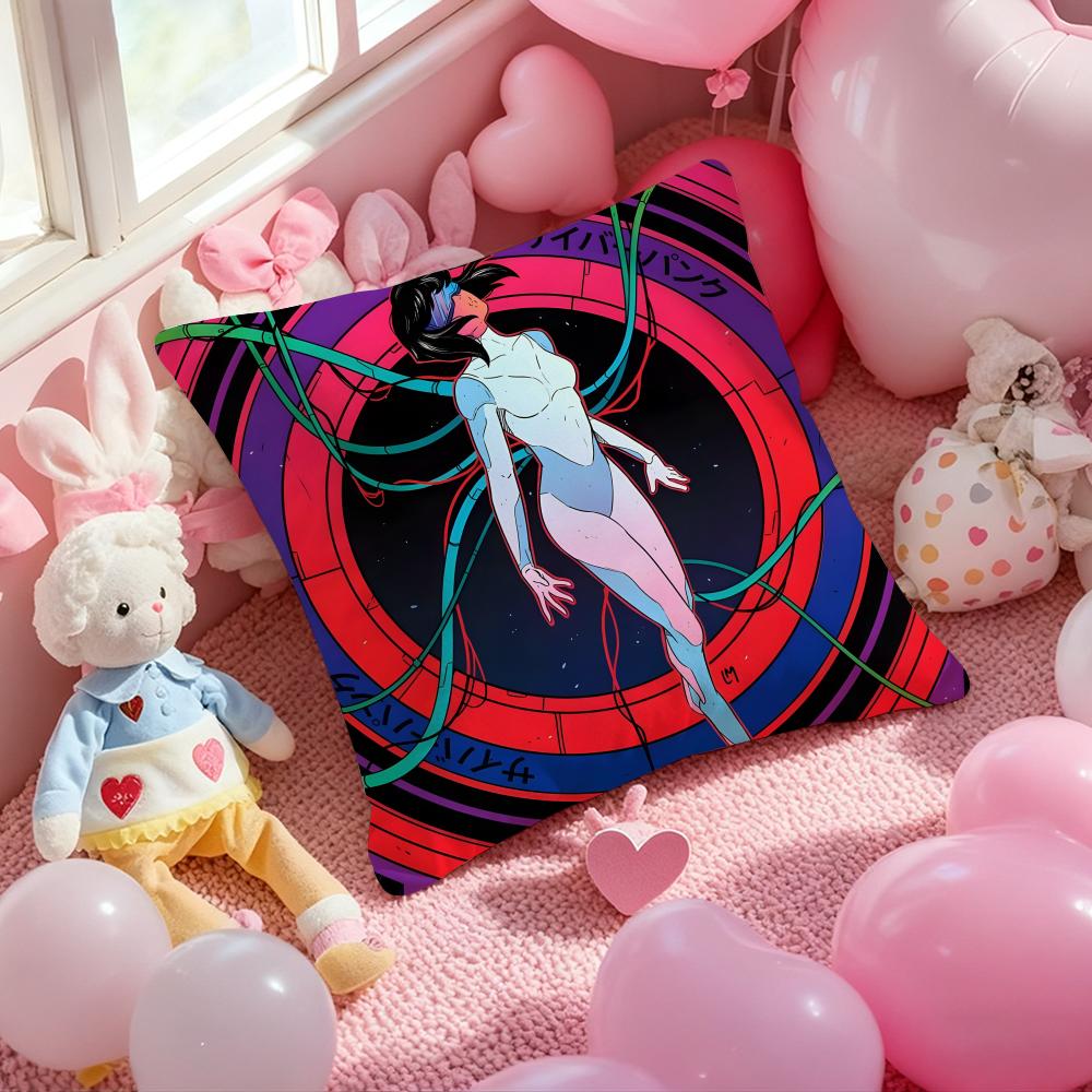 G-Ghost in the Shell Anime Cushion Cover Pattern Printed Pillowcase for Living Room Sofa Cushion Cover & Bedroom Decor