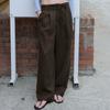 Elssibeui Two-Tuck Belted Wide Pants_Brown