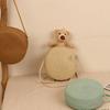 Solid Color Handwoven Bag Round Shoulder Bag Crossbody Bags for Women Girl Straw Woven Bag Large Capacity Beach Bag