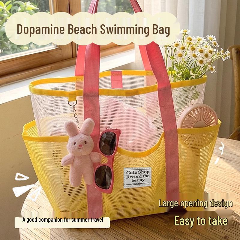 Large Capacity Mesh Beach Tote Bag for Outdoor Use