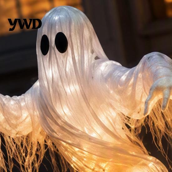 Decorative Yard Art for Halloween Swirling Ghost Pumpkin Lamp, Lighted Spooky Lamps Statue, Warm LED Outdoor Decoration Porch Garden Lawn Decorations