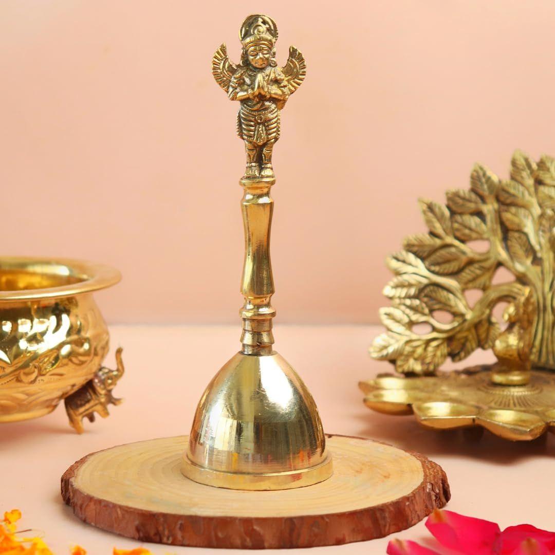 

The Spiritual Living Garud Brass Bell | 6 Inch | for Pooja | Hand Bell for Mandir - Temple | Pooja Bell for Home | Garuda Ghanti | Puja Ghanti