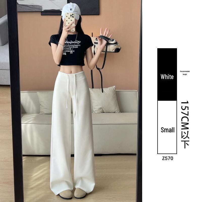 Women's Summer 2025 High-Waisted Gray Joggers - Thin, Loose, Ice Silk, Narrow-Leg Pants