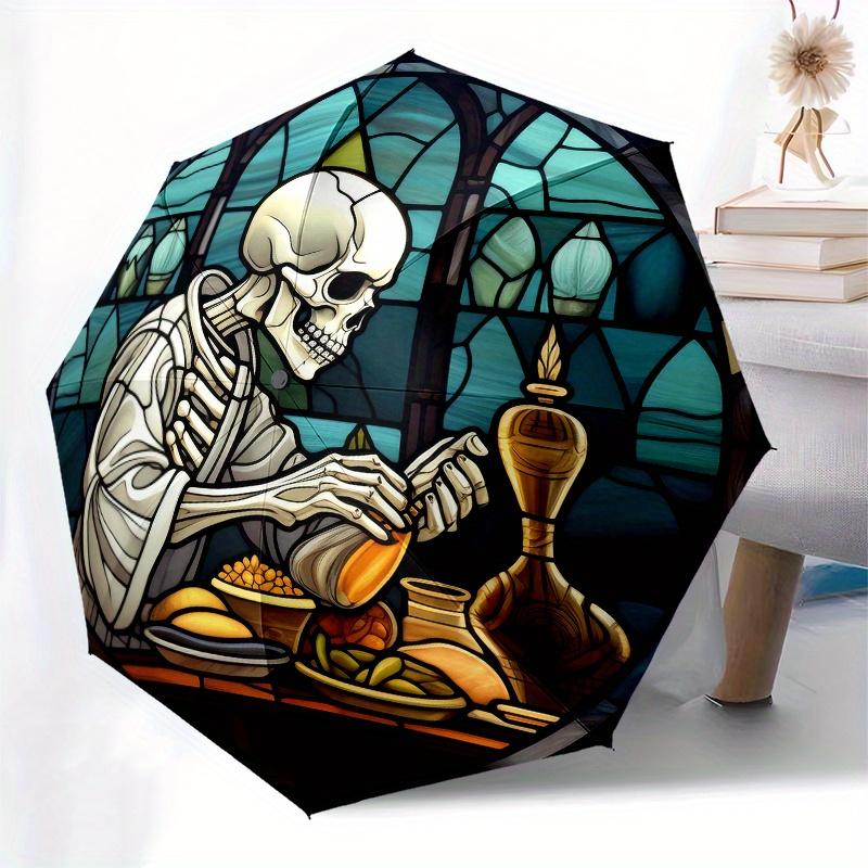 Stained Glass Skeleton with Feast Wall Art Decor Umbrella, Christmas Gift Y151