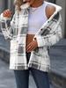 Women'S Plaid Check Faux Fur Coat with Double Pockets - Stylish Fall/Winter Outerwear, Button-Up, Fall Winter Coat | Check Pattern Coat
