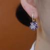 Exquisite Purple Diamond-Inlaid Flower Earrings: Versatile, Fashionable Studs for Women with High-End Personality and Elegance.