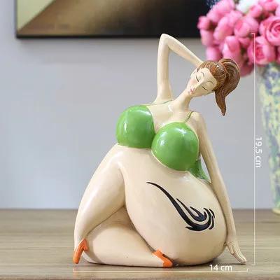 Nordic Plump Beauty Female Figurines Sculpture Ornaments Home Living Room Desk Fat Girl Statue Resin Decoration Accessories