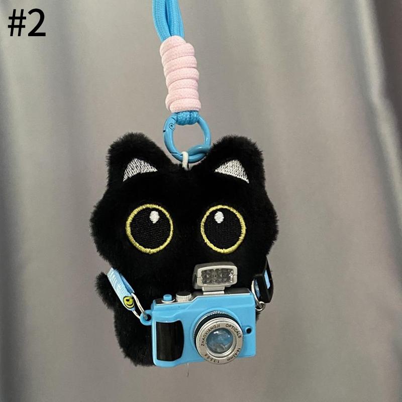 Black Cat Keychain Accessories Plush Stuffed Kitten Pendant Kawaii Cat Couple Keyrings Bag Charm Birthday New Year Party Favors