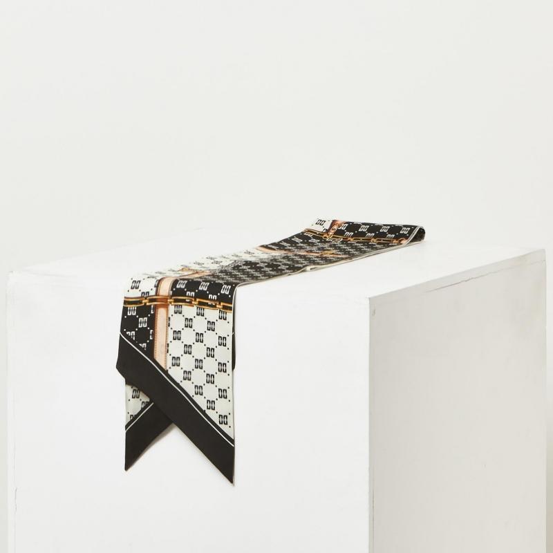 Daks Black Long Skinny Silk Scarf Dcsc5e025bk