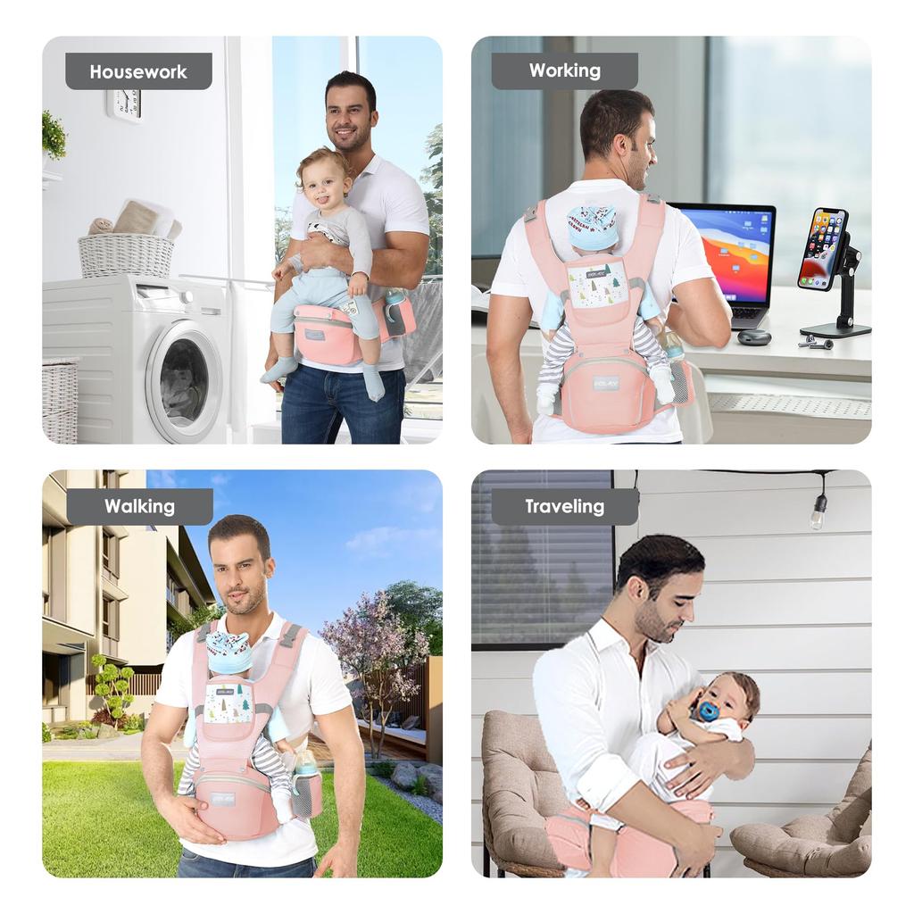 DEBARK Hip Baby Amour Baby Breathable Forward Back Waist Suitable for Newborns Seat, Carrier, Mesh, Facing, Carrying, 6-Way Carry, Comfortable,