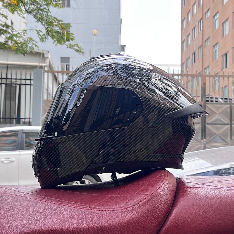 Electric vehicle helmet men's and women's face-opening helmet summer double mirror tail semi-full cover type personalized four-season Bluetooth couple