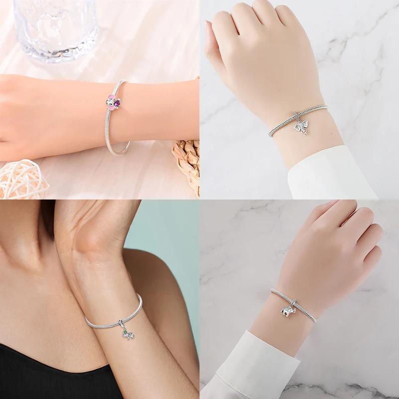 Anniversary Copper Charms Pink Elephant Heart Beads Fit Bracelet Necklace Bead Jewelry Making Fine Jewelry Gift