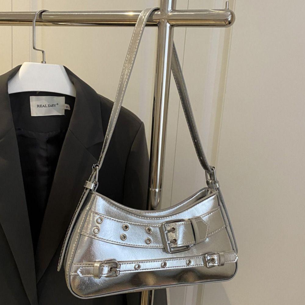 Elegante Y2k Unterarmtasche Pu-Leder Würziges Mädchen Handtasche Straße Gürtelschnalle Schultertasche Outdoor