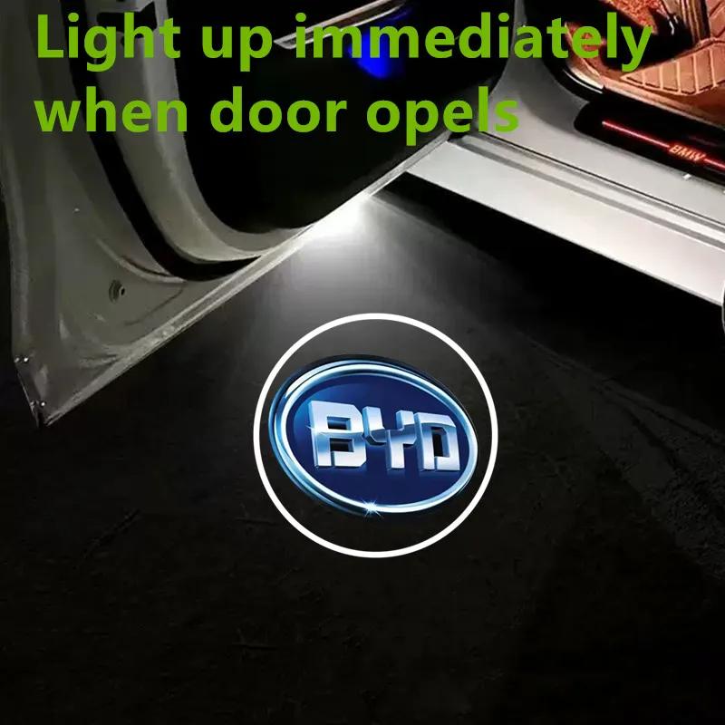 For BYD Atto 3 Act Tang F3 E6 Yuan Song Plus EV F0 Qin 2 Pcs LED Wireless Car Door Welcome Lamp Projector Light Auto Accessories