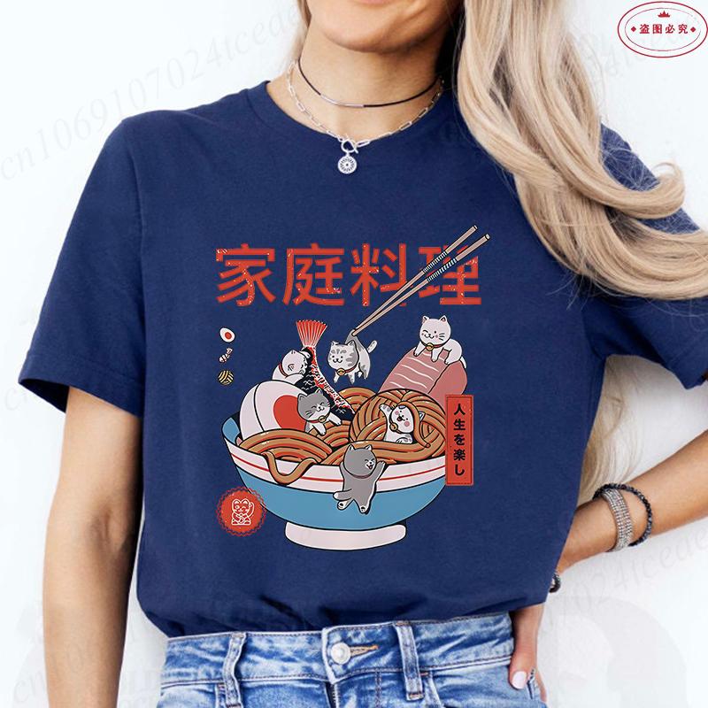 

Кавайи RaUnisex Кошки Еда Футболка Смешная УнисексЖенщины Харадзюку Эстетичная Футболка Винтажная Унисекс Уличная Одежда Аниме Мультфильм Топы S