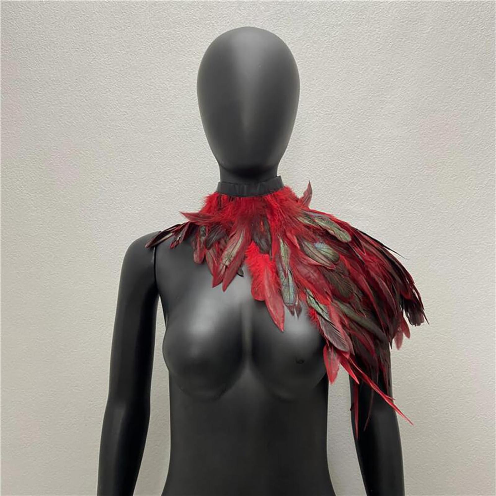 

Gothic Feather Shawl Stage Makeup Ball Costume Accessories One Size червоний