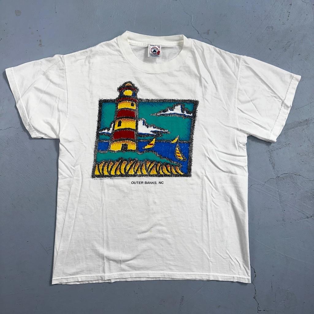 Outer Banks North Carolina VTG T-Shirt Segeln Ozean Strand Leuchtturm Niedlich Spaß