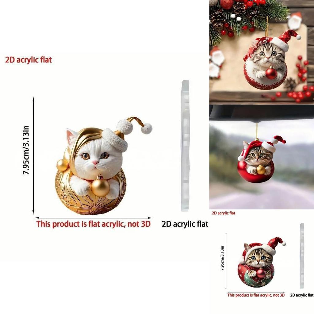 Car Decor Acrylic Cat Cartoon Style For Christmas Festive Auto Interior Ornament