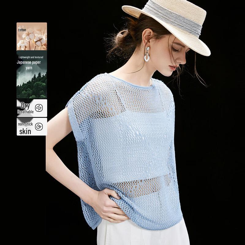 Wudao Women s Old Money Style Breathable Knit Top L