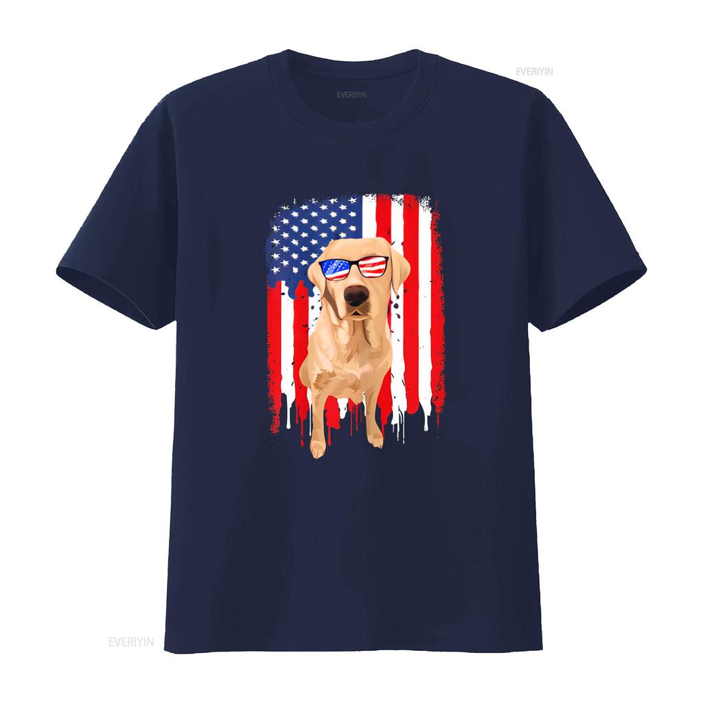 Labrador Retriever T Shirt Independence Day 4th July USA Flag Vintage Washed Graphic Breathable Slightly Streetwear Homme