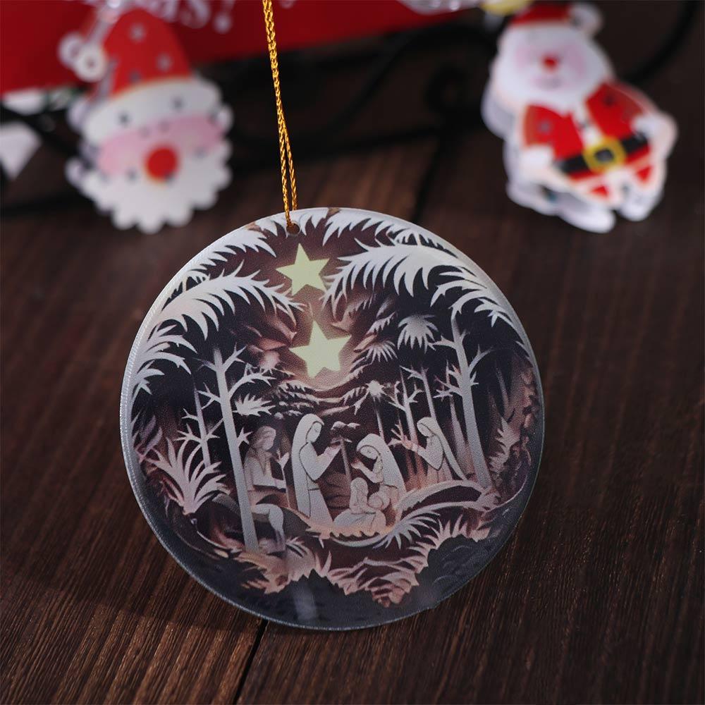 Acrylic Jesus Hanging Ornament Christmas Nativity Xmas Tree Pendants Acrylic Flat Ornaments  Winter
