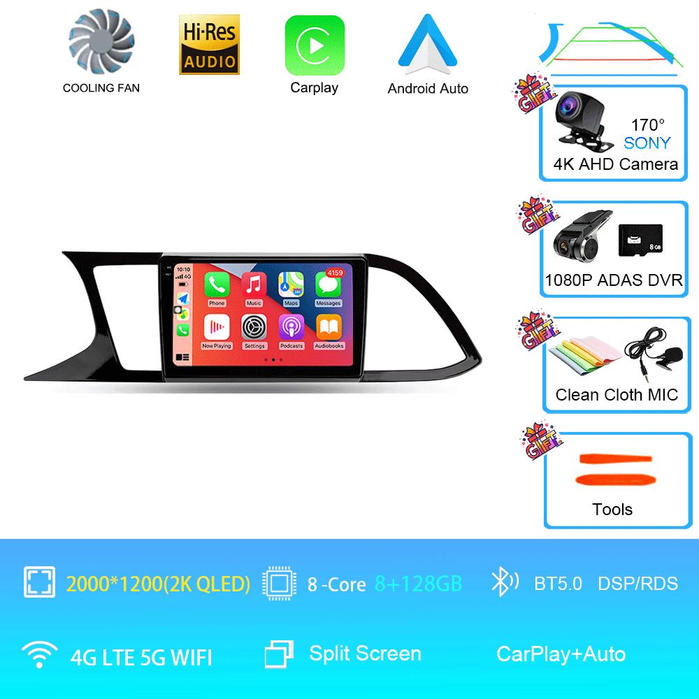 Car Radio Android 14 Carplay Auto For Seat Leon 3 MK3 2012-2020 GPS Navigation 4G WIFI Multimedia Video Player Stereo 360 Camera