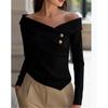 Autumn Elegant One-shoulder Long-sleeved Women's Shirt