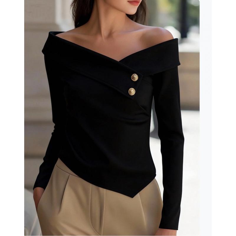Autumn Elegant One-shoulder Long-sleeved Women's Shirt