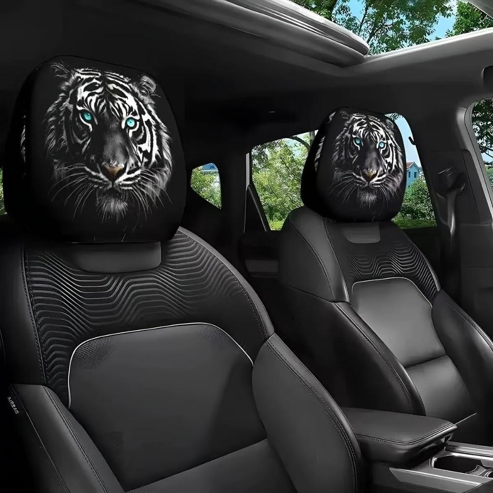 1 pair Soft Car Headrest Covers Print Seat Headrest Protector  Vehicle Seat Decoration