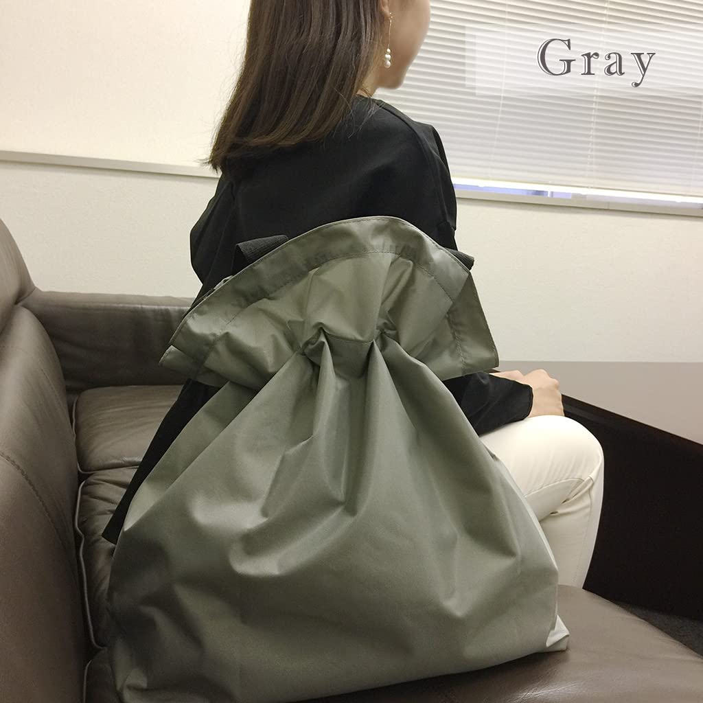 Drawstring Eco Bag Capacity Eco Stylish Foldable Eco Rain Lightweight [Yubi] [Large Bag, Sub-Bag, Bag, Cover] Women's (Gray)