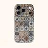 Vintage Moroccan Geometric Patchwork Tile Art Graphic Film Aesthetic Protective Shockproof Bumper Phone Case Cover For iPhone 14 15 16 Pro Max Plus