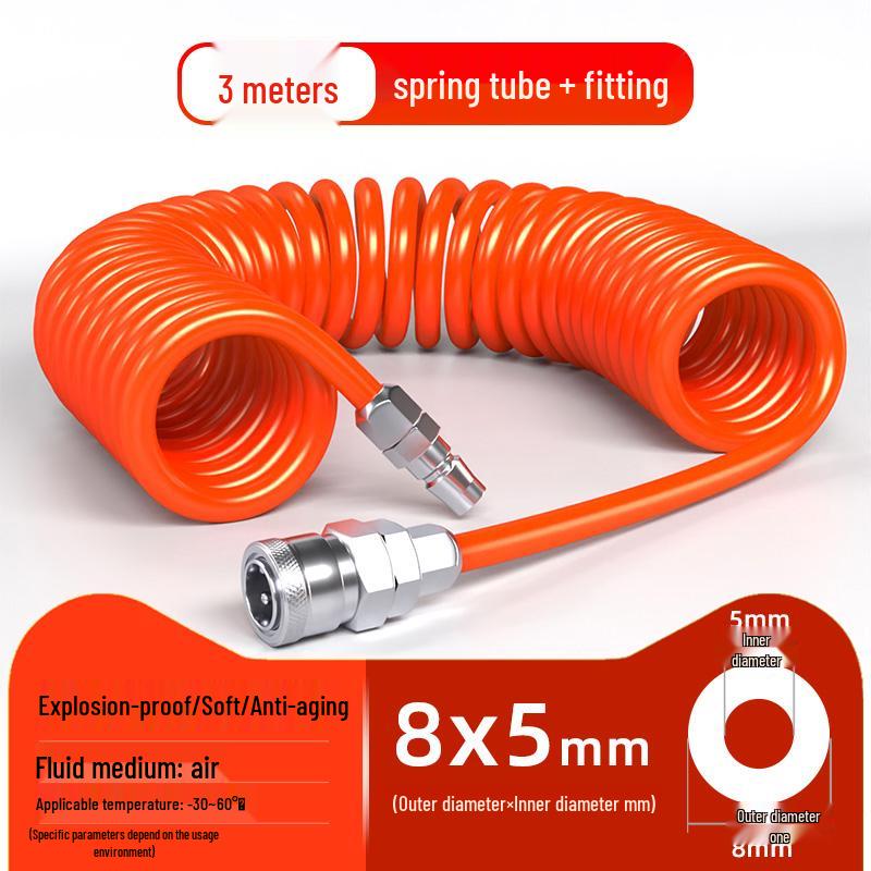 8mm PU Spring Spiral Telescopic Air Hose with Quick Connector