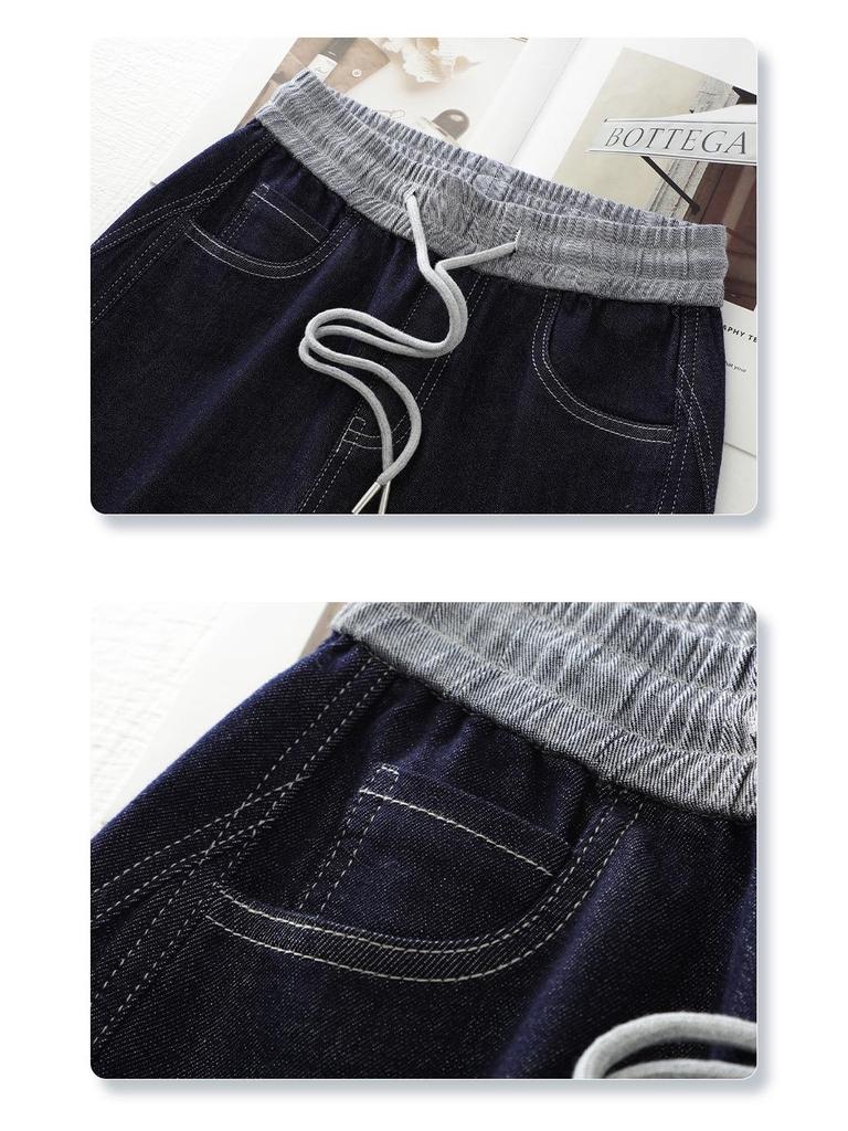 Damskie jeansy retro w kolorze ciemnoniebieskim z wysokim stanem - Nowość Wiosna i Jesień 2025 Wyszczuplający fason z prostymi nogawkami