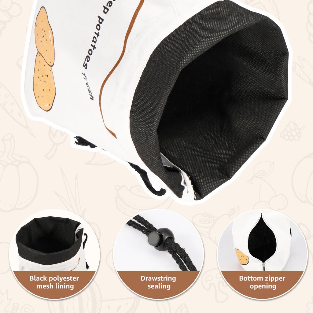 2/3 Stück Kartoffel Zwiebel Aufbewahrungsbeutel Wiederverwendbar Gemüse Pfeffer Haushalt Aufbewahrungssack mit zweiseitigem Kordelzug Max. 8 Pfund