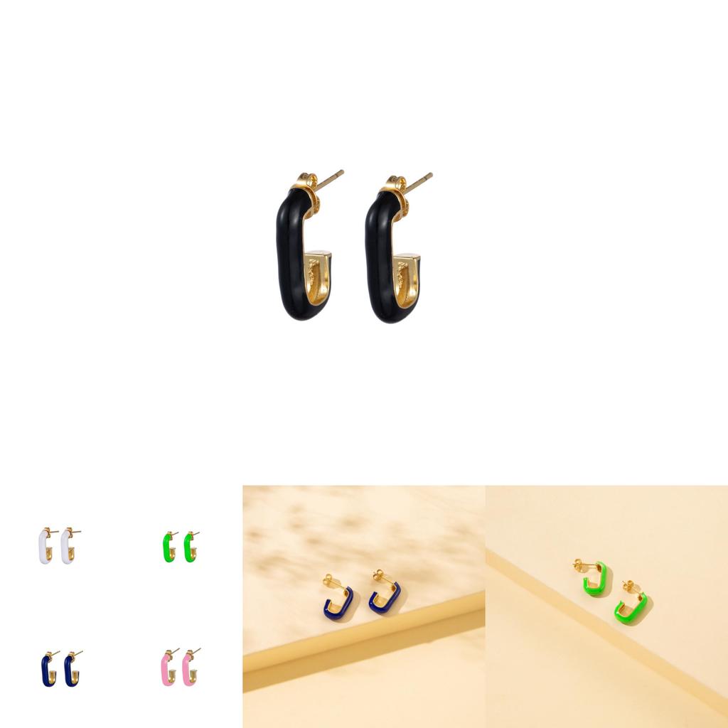 Trendy Alloy Geometric J-shaped Earrings For Women Fashionable And Colorful