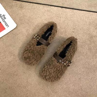 Fashion Winter New Flat Shoes Women's Fashion Round Head Shallow Mouth Suede Butterfly Knot Soft Sole Non-slip Woolen Shoes