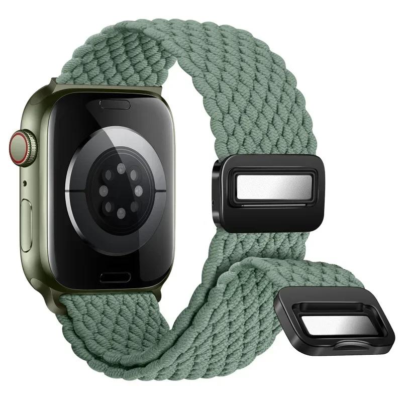 Nylon Band For Apple Watch Strap 44mm 40mm 45mm 46mm 49mm 41mm 38 Magnetic Braided Bracelet iWatch Series Se 7 6 8 9 10 Ultra 2