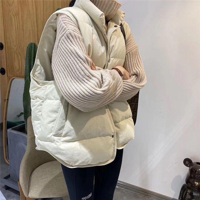 Down Cotton Vest Women's Short Autumn and Winter New Student Korean Style Loose Waistcoat Outer Vest Vest Jacket